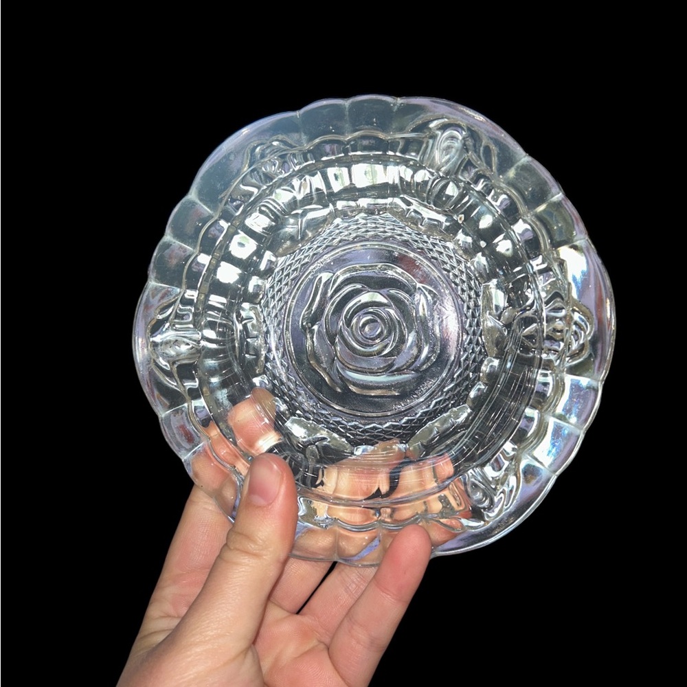 Clear Glass Rose Ashtray